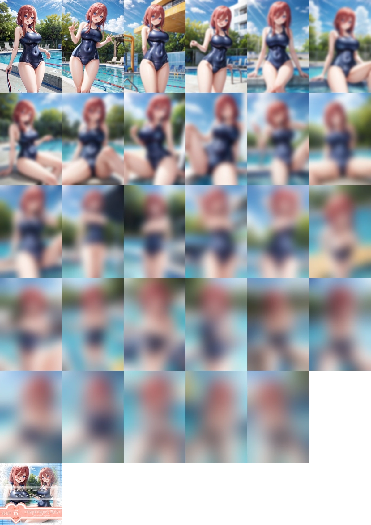 五等分の花嫁 中野三玖 スク水 nude 1 のAIエロ画像 30pic